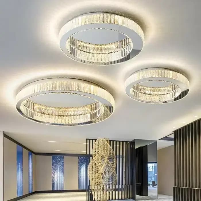Plafonnier moderne en cristal, lampe LED ronde à montage encastré avec un design élégant pour le salon, la chambre à coucher, la salle à manger, la décoration de la maison