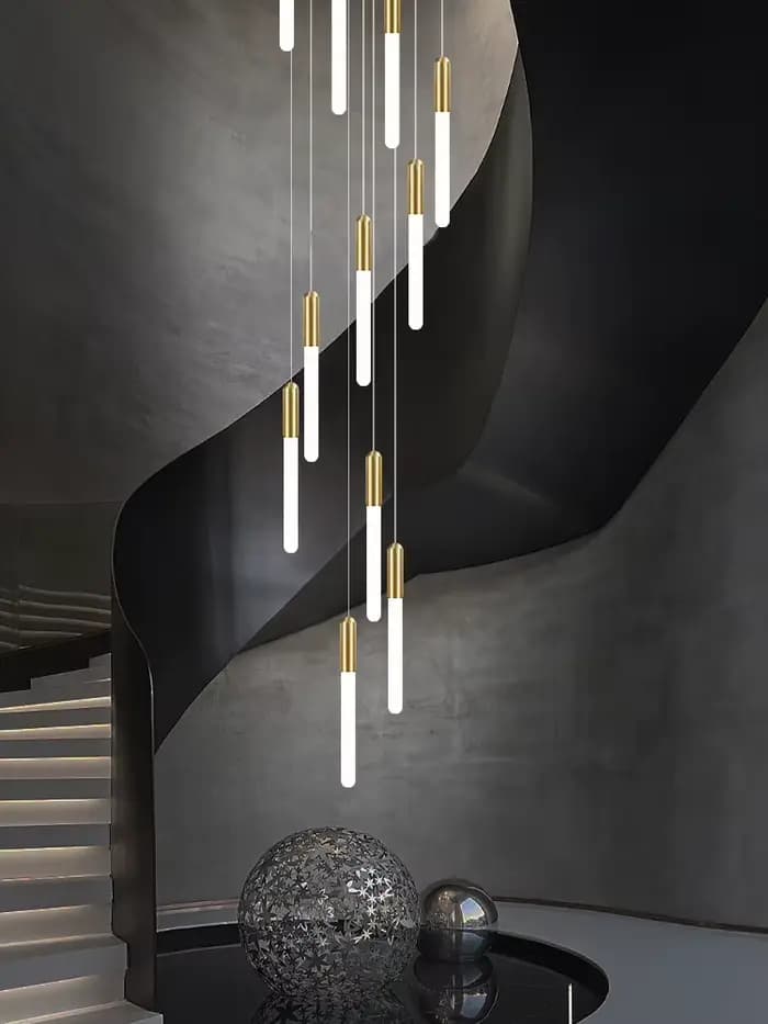 Plafonnier LED au Design Moderne et Luxueux, Luminaire Décoratif de Plafond, Idéal pour des Escaliers Longs