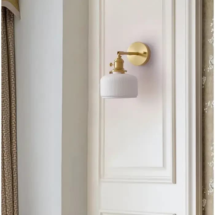 Applique Murale en Céramique pour Chambre à Coucher, oral et, Salon, Restaurant, Décoration Moderne en Cuivre Blanc, 73