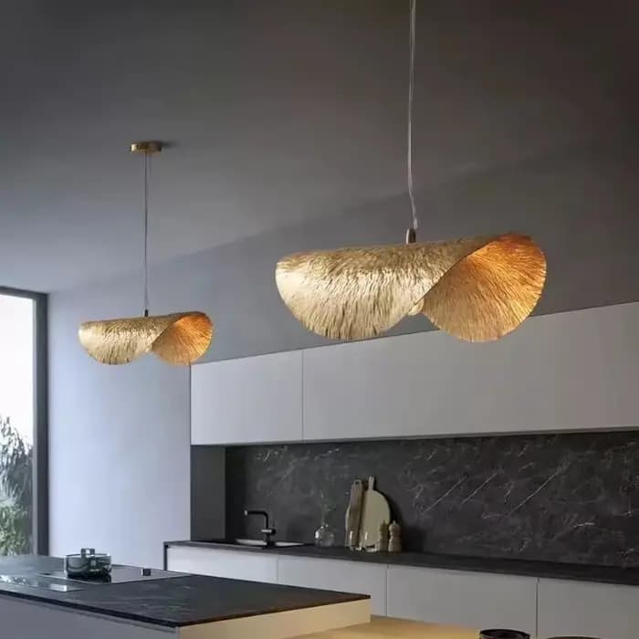 Lampe à suspension Vintage tout en cuivre, feuille de Lotus martelée à la main, lustre de salle à manger, lampe suspendue de Restaurant, lampe d'îlot de cuisine