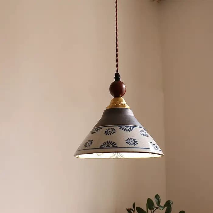 Lampes suspendues LED vintage japonaises IWHD, pour îlot de cuisine, salon, balcon, loft, lampe suspendue en cuivre et céramique, éclairage Luminaria