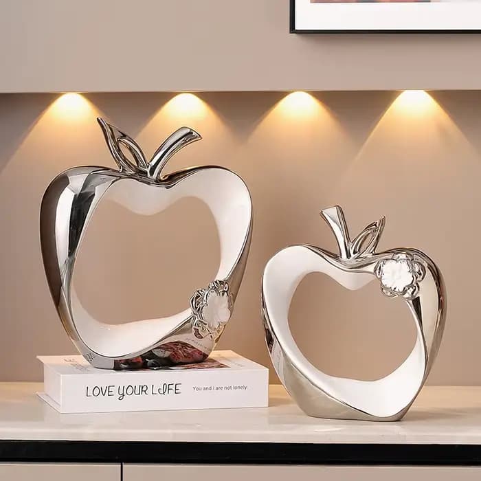 Sculptures miniatures de pommes creuses dorées, artisanat en céramique, Figurines de décoration, accessoires de décoration pour le bureau et la maison