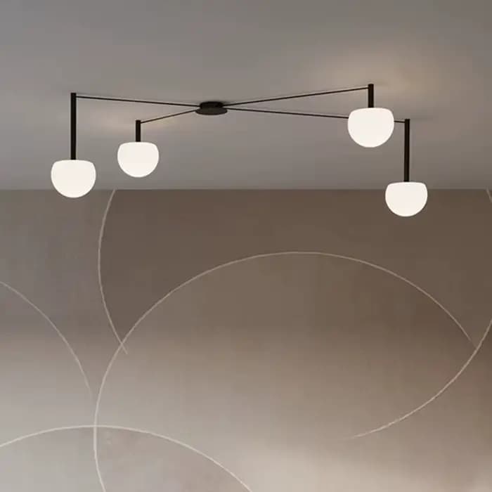 Lampe de plafond linéaire minimaliste noire, lampe araignée en verre pour chambre à coucher, bureau, salon, villa, éclairage intérieur