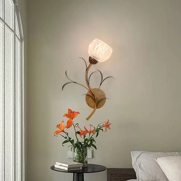 Applique murale à motif floral français, luminaire rétro de style campagnard américain pour salon, chambre à coucher, chevet, hall d'entrée, couloir