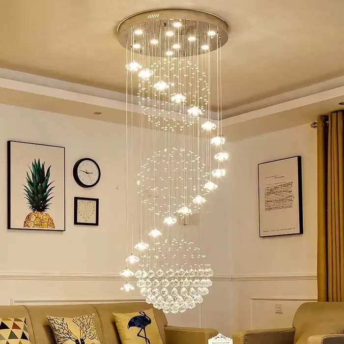 Lustre d'escalier duplex de style européen moderne, long lustre pour salon, villa, loft, lumière de face, éclairage intérieur