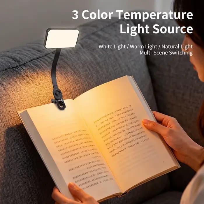 Lampe de lecture LED pour livre, lumière de lecture, protection des yeux, à clipser, rechargeable par USB, lampe à intensité réglable, flexible, lampe de lecture nocturne réglable