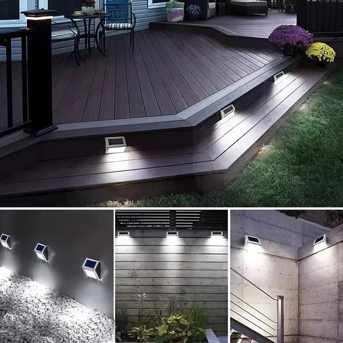 Applique murale solaire à 3led en acier inoxydable, étanche, Anti-corrosion et Protection de l'environnement, pour mur de clôture de jardin