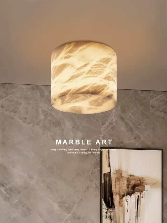Plafonnier moderne en albâtre, petit plafonnier en marbre naturel espagnol pour couloir, chambre, balcon, salle de passage