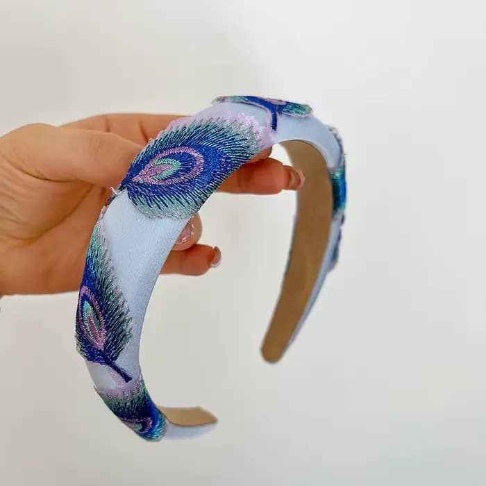 Phoenix-Accessoires pour cheveux en plumes pour femmes, cerceaux pour cheveux, chouchous brodés pour cuir chevelu d'artiste classique, bande de sauna en éponge, vêtements de luxe