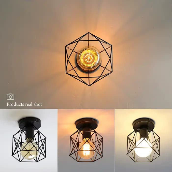 Plafonnier Industriel Rétro Simple en Métal, Luminaire Décoratif d'Nik, Idéal pour une Chambre à Coucher ou une Véranda