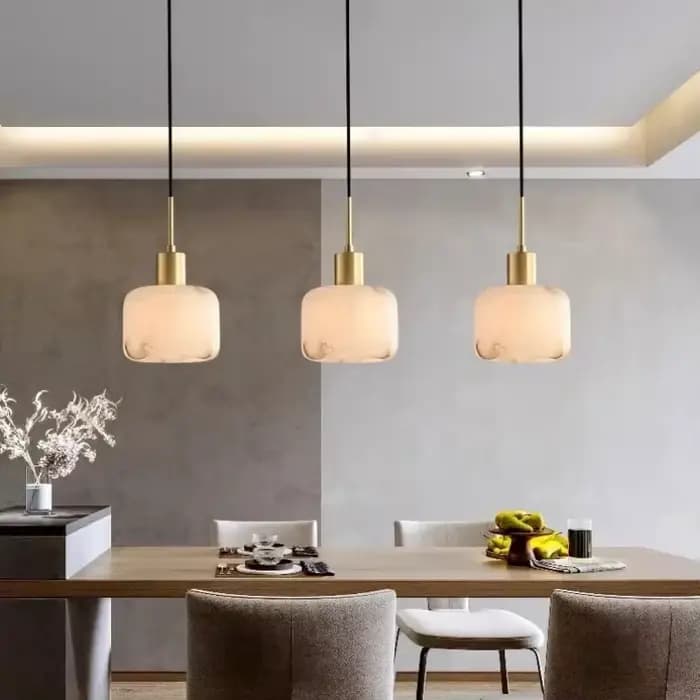 Lustre LED moderne en laiton 2025, design en marbre et cuivre, chambre à coucher ronde et carrée, salon, salle à manger, éclairage intérieur d'hôtel