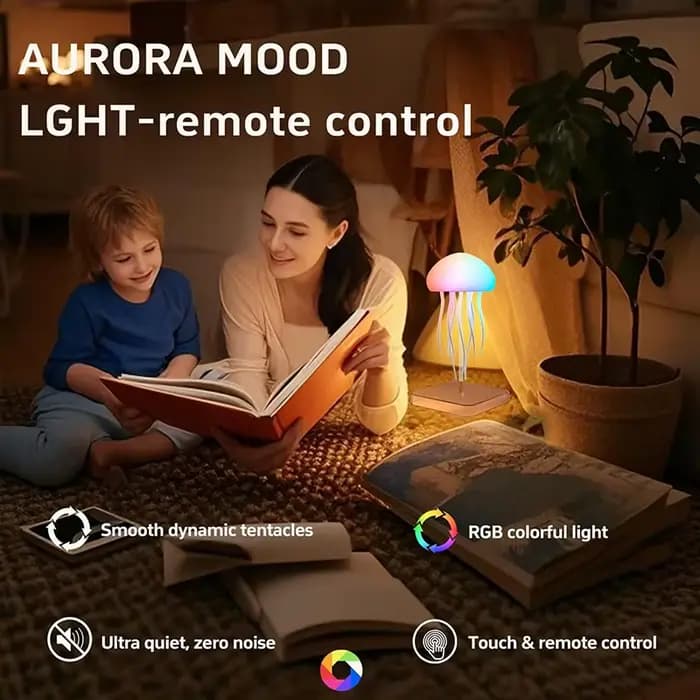 Lampe méduse LED avec 9 tentacules, 2 Modes de fonctionnement, batterie Ultra longue durée, effets de lumière dégradés de couleur avec télécommande