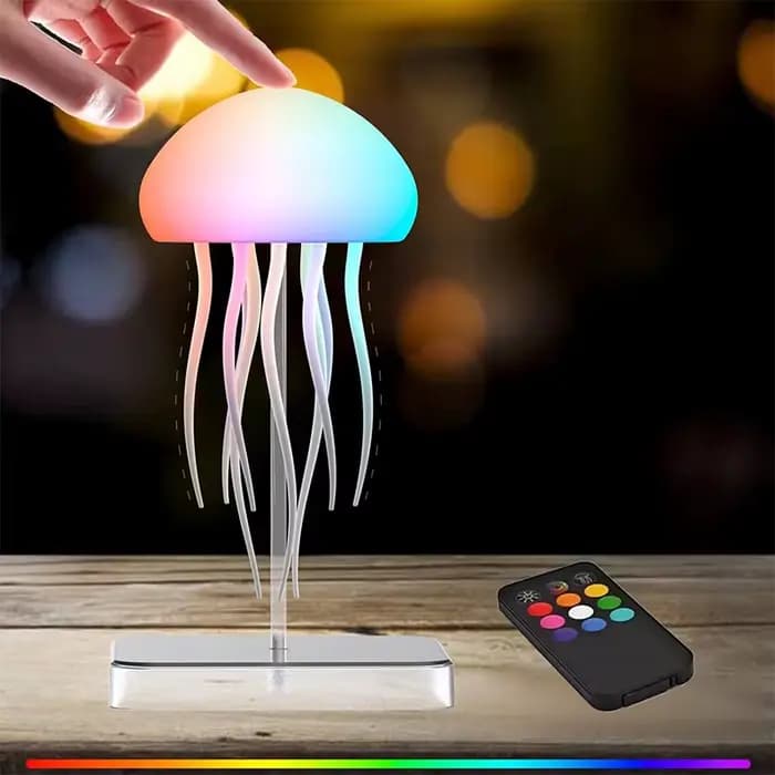 Lampe méduse LED avec 9 tentacules, 2 Modes de fonctionnement, batterie Ultra longue durée, effets de lumière dégradés de couleur avec télécommande