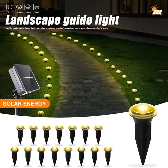 Lumière solaire LED pour allée de jardin, 15/30LED, 8 Modes, lampe d'extérieur étanche pour pelouse, Camping, mariages, éclairage de vacances de noël