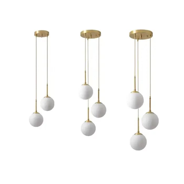 Moderne LED verre suspension en laiton noir boule de lait Lustres éclairage pour chambre à manger escaliers plafond suspension lampe Lustres