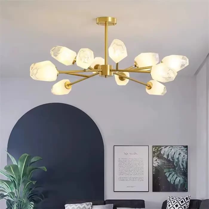 Branche d'arbre lustre verre Design LED fleur lampe pour chambre salle à manger cuisine lampe décoration de la maison salon lumière
