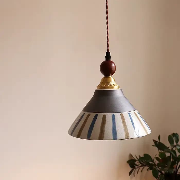 Lampes suspendues LED vintage japonaises IWHD, pour îlot de cuisine, salon, balcon, loft, lampe suspendue en cuivre et céramique, éclairage Luminaria