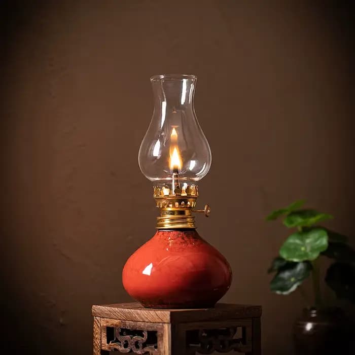 Lampe traditionnelle à huile de beurre en céramique-brûleur d'encens aromatique et veilleuse ambiante pour la décoration Zen de la maison