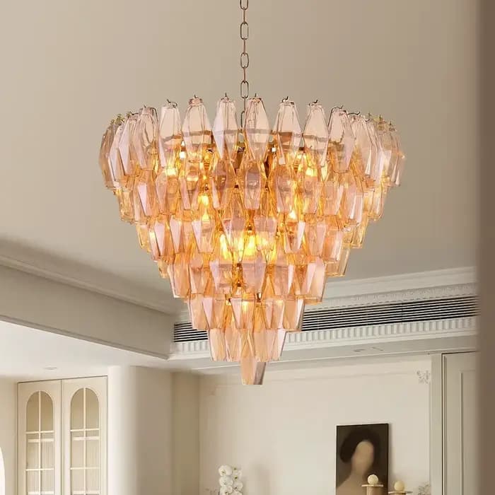 Lustre en verre de Murano de luxe pour villa, salon, salle à manger, escalier, lampe suspendue en verre coloré à plusieurs niveaux, décoration intérieure
