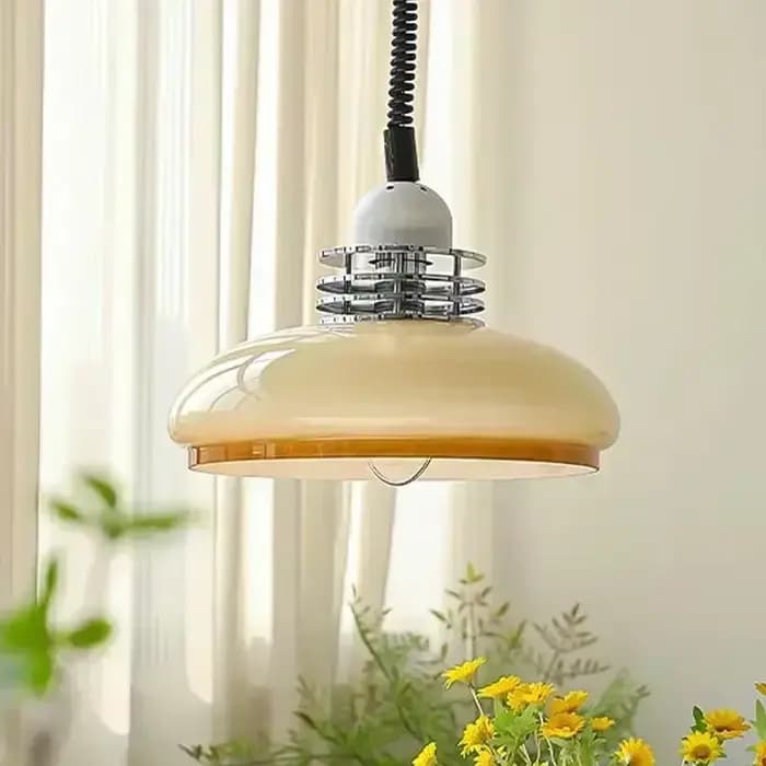 Lampe LED Suspendue Rétractable en Verre au Design Médiéval Rétro, Luminaire Décoratif de Plafond, Idéal pour un Restaurant, un Bar, une Chambre à Coucher ou un Bureau