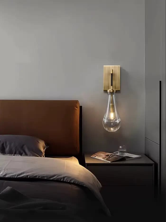 Lampe à suspension moderne en forme de goutte de pluie, lustre de plafond haut en laiton de luxe pour salon, Restaurant, escalier, chambre à coucher, lampe murale de chevet