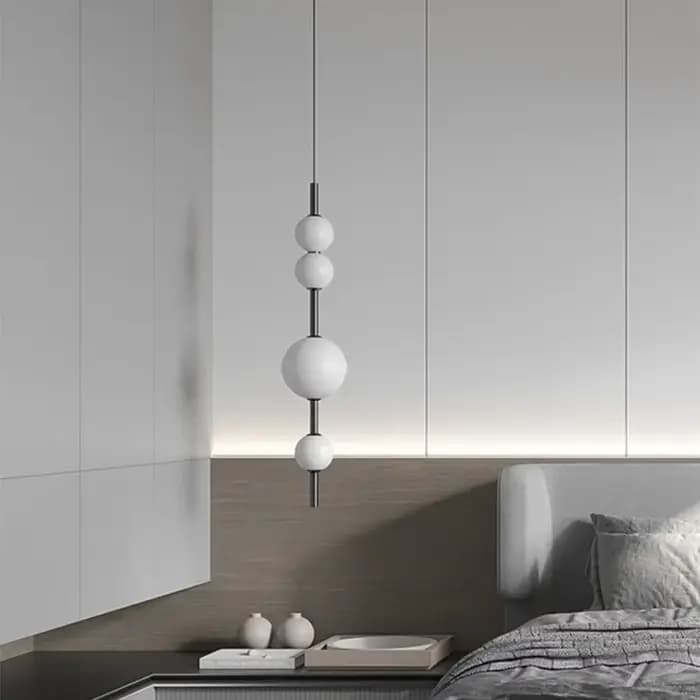 Lustre moderne pour îlot de cuisine, lampe suspendue nordique avec perles en forme de gourde, luminaire décoratif d'intérieur, idéal pour un salon, une chambre à coucher ou une table de chevet