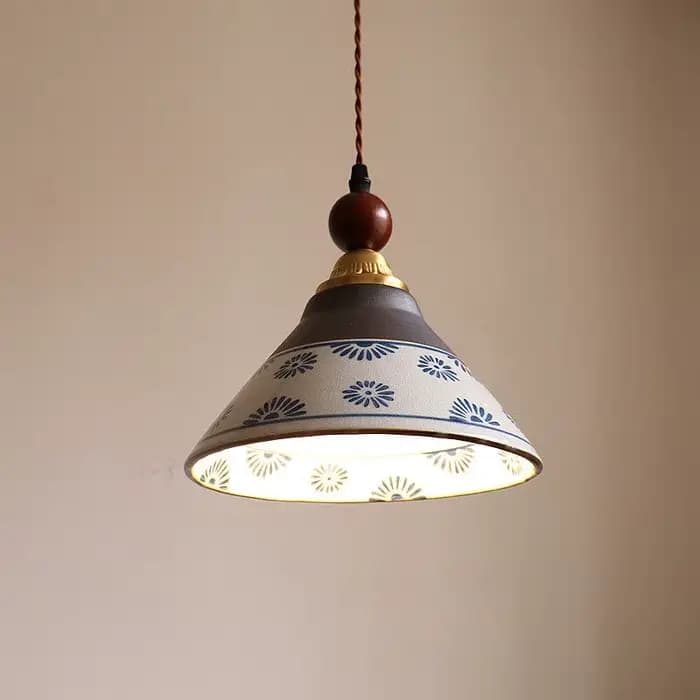 Lampes suspendues LED vintage japonaises IWHD, pour îlot de cuisine, salon, balcon, loft, lampe suspendue en cuivre et céramique, éclairage Luminaria