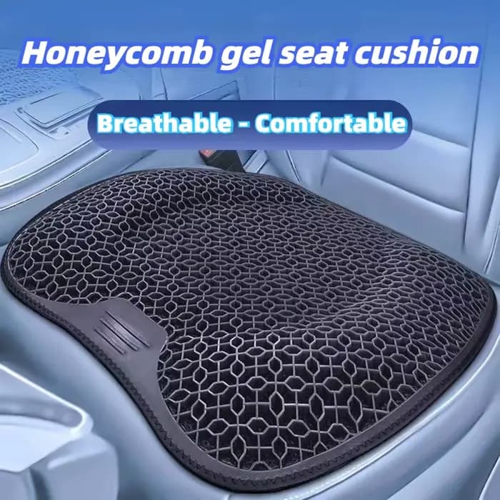 Coussin de siège de voiture en gel à motif nid d'abeille, respirant, doux et facile à nettoyer, offre un soutien confortable, coussin de siège de voiture en gel élastique