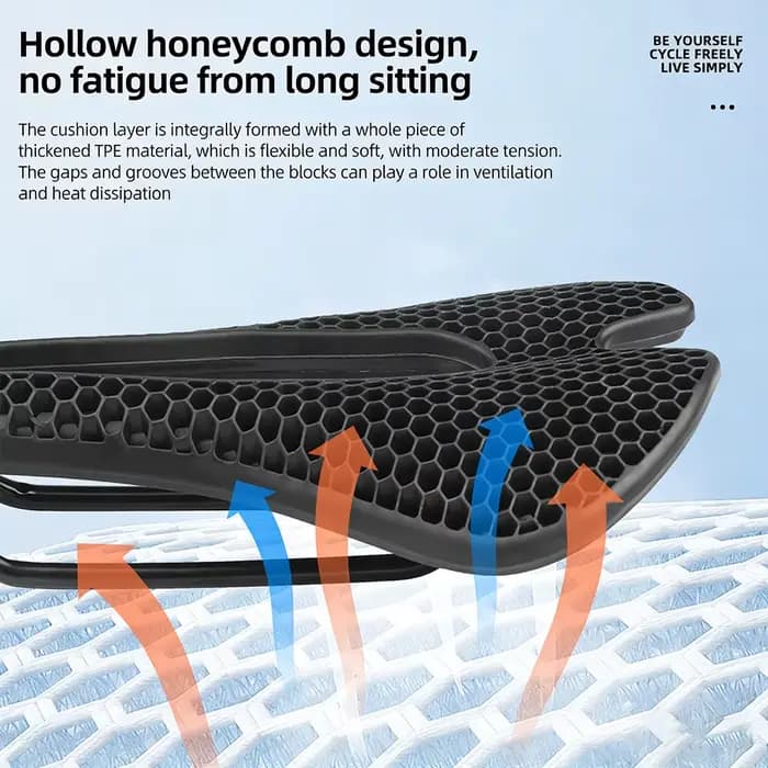 Selle de vélo en nid d'abeille, absorption des chocs, selle de vélo creuse, respirante, confortable, siège de vélo de montagne, accessoires de coussin de cyclisme