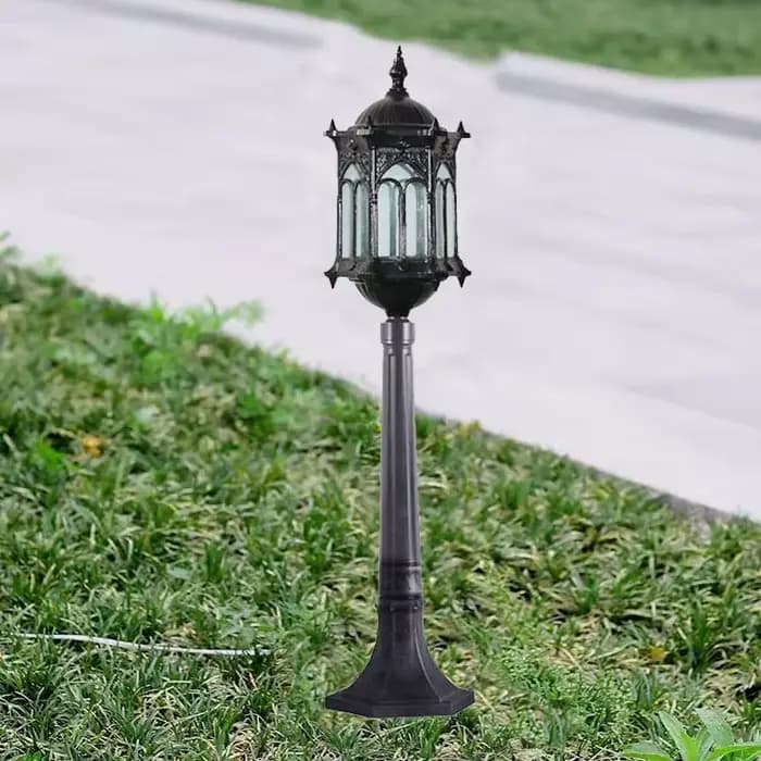 Lampe de jardin antique européenne pour villa, lampadaire de pelouse à haut mât de 80 cm, colonne lumineuse extérieure pour éclairage de jardin