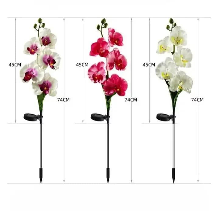 Nouvelle lampe solaire d'extérieur pour pelouse, jardin, cour, lampe décorative LED à insérer dans le sol, lumières de fleurs de phalaenopsis simulées