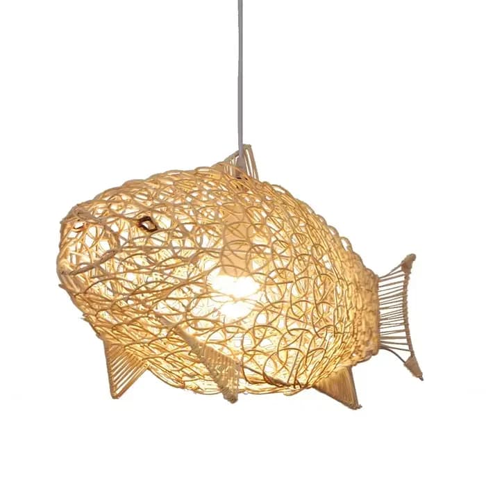 Lampes suspendues modernes nordiques Art de poisson créatif luminaire en bambou LED décor de salon lampes suspendues cuisine Restaurant lumière