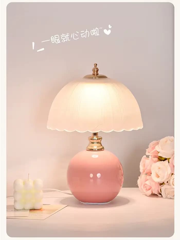 Lampe de bureau moderne en verre et céramique, lampe de chevet pour chambre à coucher, atmosphère de luxe, chambre d'enfant, lampe de Table princesse