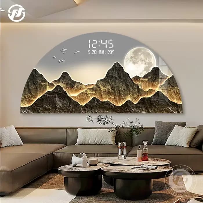 Toile de fond de montagne de bon augure, paysage de luxe, avec affichage numérique, pour salon, chambre à coucher, salon de thé, peinture d'éclairage