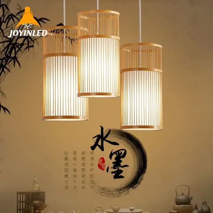 Lampe Suspendue en Bambou Faite à la Main, Nouveau Style Chinois, Luminaire Décoratif d'Nik, Idéal pour un Loft, un Salon ou une Salle à Manger