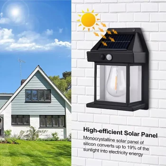 Applique murale extérieure étanche à énergie solaire avec capteur de mouvement Filament de tungstène décoration de jardin lampe à LED 3 Modes 1-4 pièces