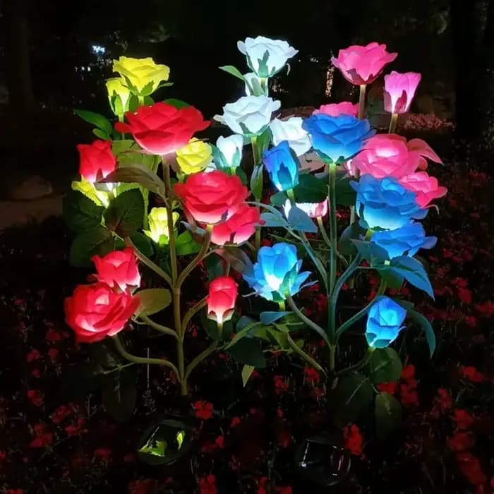 Lampe solaire LED en forme de rose artificielle pour jardin, idéale pour les fêtes estivales, mariages, décoration extérieure de cour et de patio
