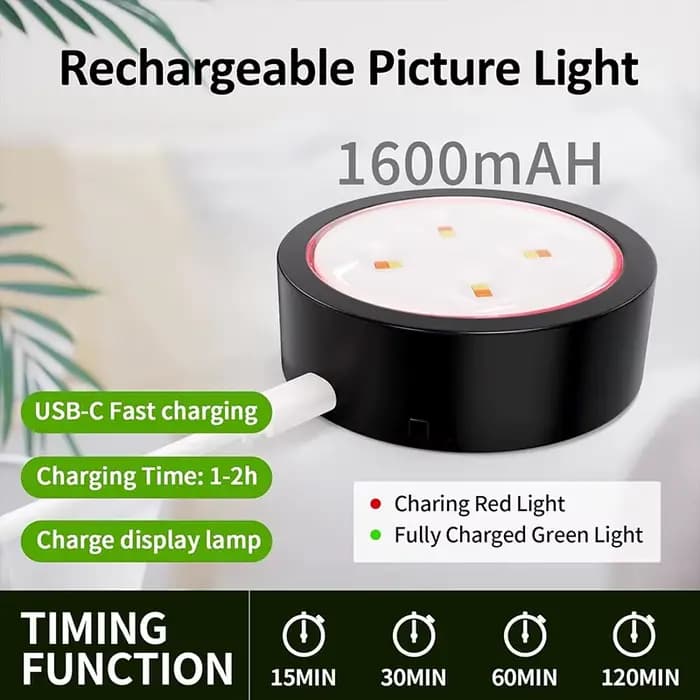 Lampes photo pour mur, 3 couleurs, rechargeables, cadre sans fil, lampe à intensité variable et minuterie pour la peinture