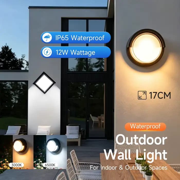 Applique murale extérieure 85-265V IP65 étanche 25W 12W, lampe murale de jardin, couloir, balcon, cour, décoration, lumière chaude, escaliers extérieurs