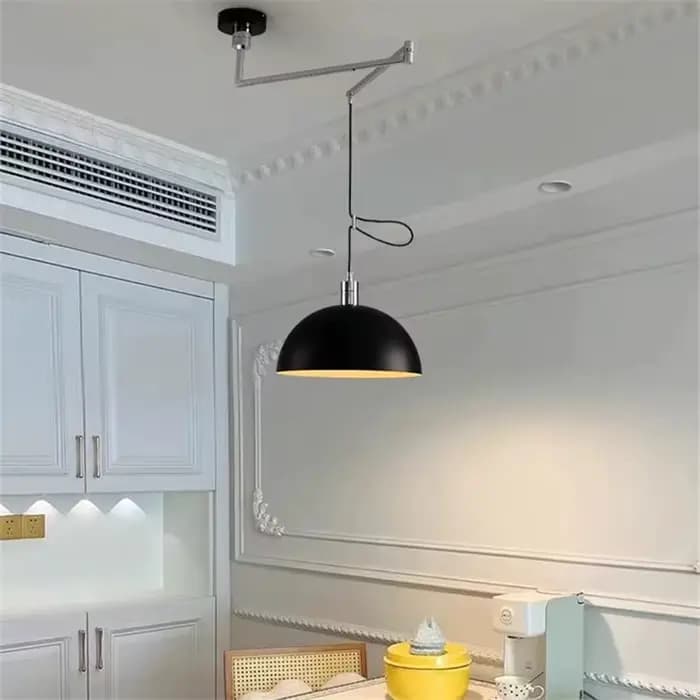 Lampe Suspendue à Bras Pivotant de Style Nordique, Pliable et Rotative, Luminaire Long en Argent, pour Salon, Bureau, Table à Ma