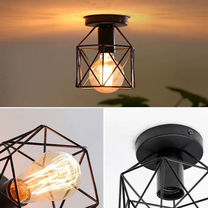 Plafonnier Industriel Rétro Simple en Métal, Luminaire Décoratif d'Nik, Idéal pour une Chambre à Coucher ou une Véranda