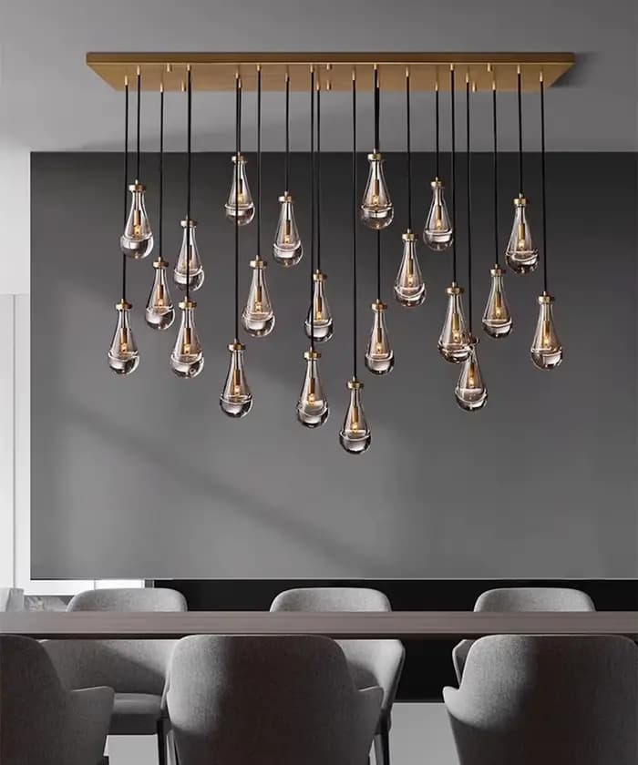 Lampe à suspension moderne en forme de goutte de pluie, lustre de plafond haut en laiton de luxe pour salon, Restaurant, escalier, chambre à coucher, lampe murale de chevet