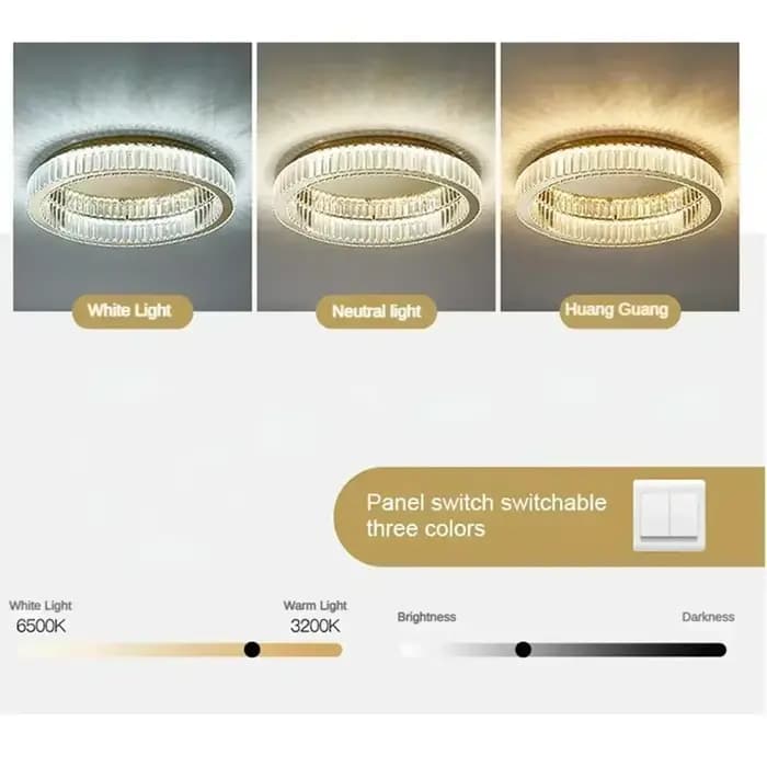 Plafonnier moderne en cristal, lampe LED ronde à montage encastré avec un design élégant pour le salon, la chambre à coucher, la salle à manger, la décoration de la maison