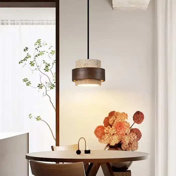 Designer moderne Wabi-Sabai chambre chevet éclairage barre pendentif LED lumière jaune grotte pierre lustre chevet suspendu fil lampe