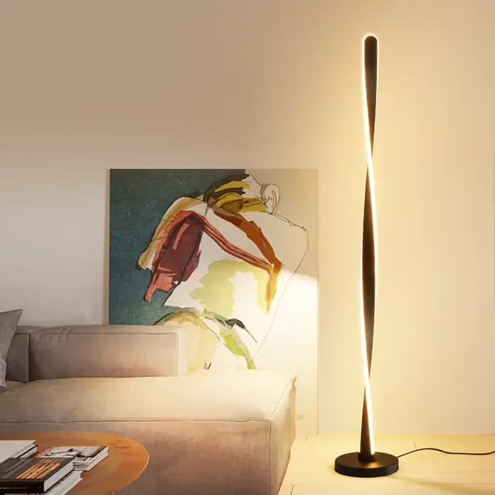 Lampe autoportante en spirale blanche, design moderne, longue ligne, luminaire décoratif d'intérieur, idéal pour un salon, une chambre à coucher, un bureau ou un canapé
