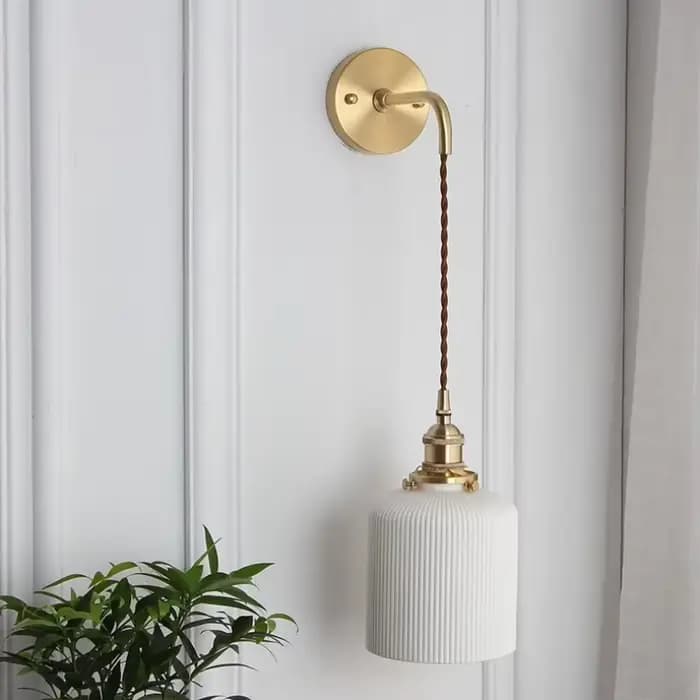 Applique Murale en Céramique pour Chambre à Coucher, oral et, Salon, Restaurant, Décoration Moderne en Cuivre Blanc, 73