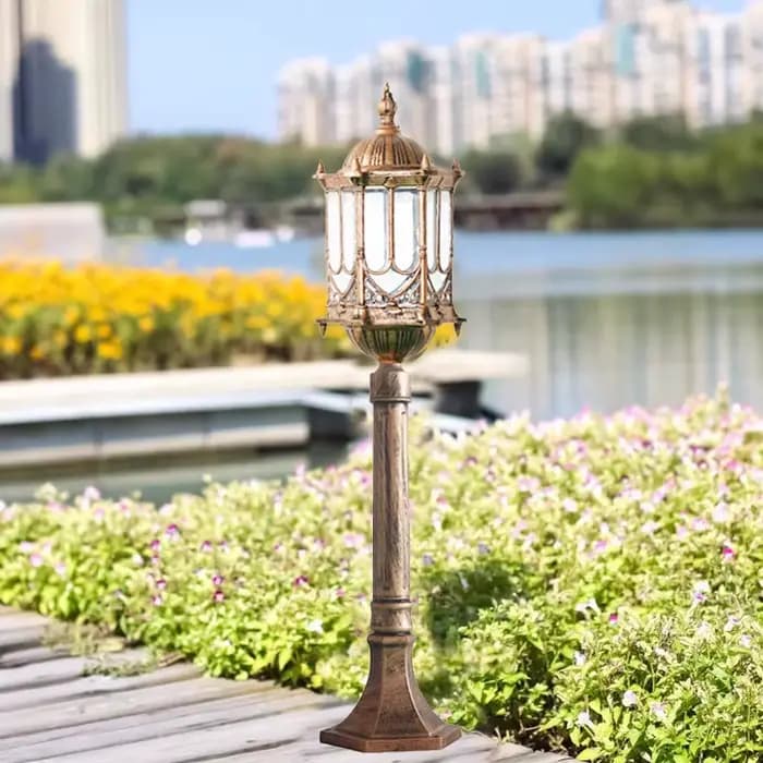 Lampe de jardin antique européenne pour villa, lampadaire de pelouse à haut mât de 80 cm, colonne lumineuse extérieure pour éclairage de jardin