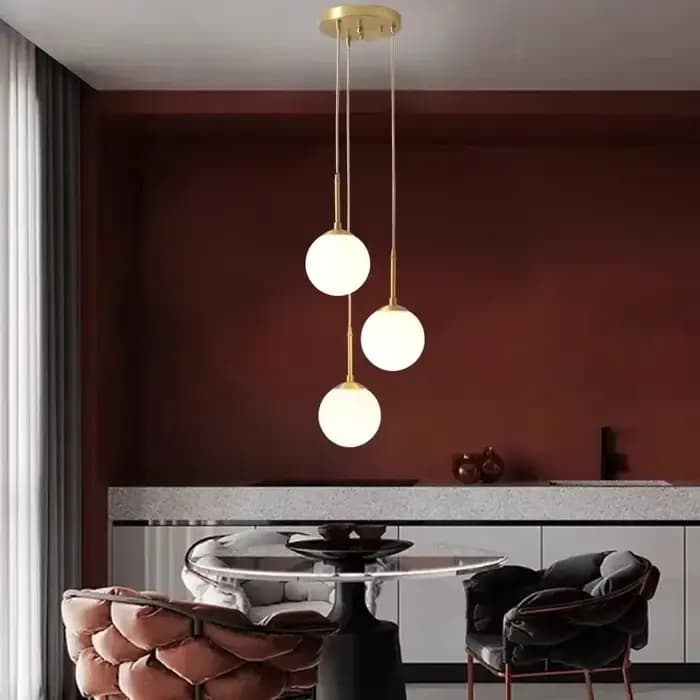 Moderne LED verre suspension en laiton noir boule de lait Lustres éclairage pour chambre à manger escaliers plafond suspension lampe Lustres