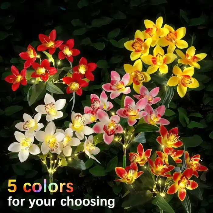 Lampe solaire LED Orchidée pour pelouse, éclairage paysager extérieur, lumières de sol pour mariage, fête, jardin, camping estival, décoration de la maison, Saint-Valentin