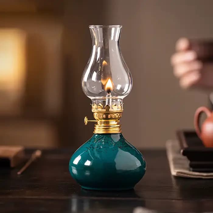 Lampe traditionnelle à huile de beurre en céramique-brûleur d'encens aromatique et veilleuse ambiante pour la décoration Zen de la maison